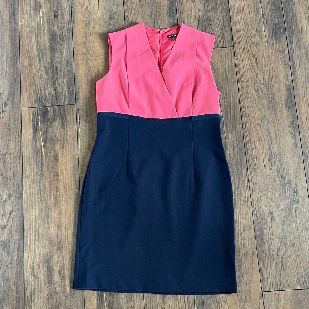 Voir Voir Sleeveless Pink Bodice Navy knee length Dress
